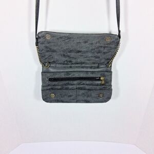 Crossbody or Clutch 9"X5"" Zipper/Snap  Gray Grunge Purse Travel/Hiking/Vacation